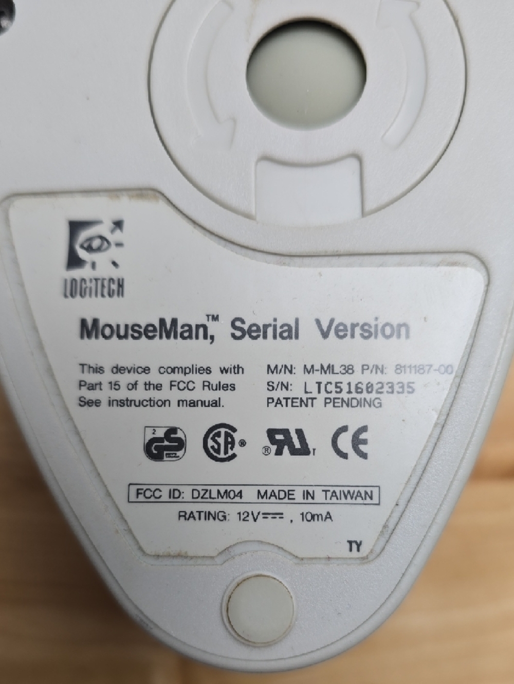 Vintage 90s Logitech Logitech MouseMan Three-Button Serial Mouse M-ML38 - Picture 2 of 5